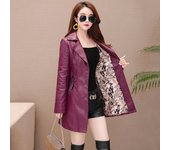 Otoño nueva chaqueta de cuero para niña abrigo largo de cuero para mujer moda delgada Punk ropa de motocicleta femenina chaqueta de cuero de imitación primavera XXXXL