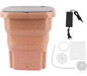 Mini lavadora multifunción plegable, eficiente, deshidratación, portátil, 100-240 V EU Plug color rosa