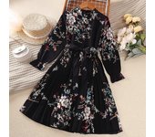 Ropa para niños Primavera Niños Retro Manga Larga Princesa Coreana Niñas Otoño Vestido 130cm