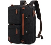 Mochila para hombre, mochila Canva multifuncional con campana fresca, bolso de hombro, bolso de mensajero y bolso de mano, mochila para ordenador portátil de 15,6/17,3 pulgadas 15.6 inch negro
