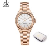 Shengke, relojes de pulsera de cuarzo para mujer con diseño de moda, relojes elegantes para mujer, reloj de regalo de lujo para mujer oro/rosa brillante