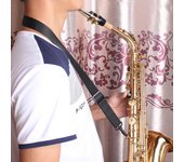 Correa ajustable para el cuello para saxofón y clarinete con cierre de gancho negro