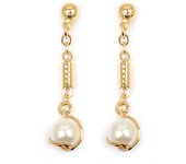 Les Trésors De Lily [L4283] - Pendientes Chapado en Oro 'Perla' oro blanco - 35x6 mm oro