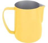 Jarras de café Latte Art con diseño biselado, jarra de acero inoxidable de 450 ml para espumar leche y café con leche. L amarillo claro