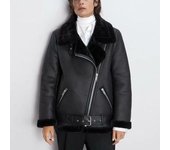Chaqueta de manga larga con solapa gruesa integrada de piel para mujer, abrigo de cuero con cremallera inclinada y cinturón para motocicleta, otoño e invierno XL blanco