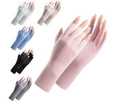 Guantes de protección solar contra rayos ultravioleta para proteger la piel de los dedos, manoplas para decoración de uñas, guantes para pintar uñas para mujer color rosa