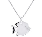 Colgante Infantil - LÉA &; ARTHUR - Motivo  PEZ  - Oro blanco 375 - Joyería hipoalergénica - Estuche de prestigio