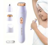 Depiladora eléctrica 3 en 1 para mujeres, recargable por USB, recortadora de vello facial, recortadora de vello de nariz, depiladora de vello de cuerpo completo blanco