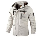 Chaqueta Casual para Hombre Abrigo con Capucha de Otoño e Invierno Abrigo para Hombre Color Sólido M blanco