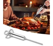 Kit de inyector de carne, condimento para adobo con agujas de acero inoxidable para parrilla de barbacoa, pavo, diseño ergonómico, inyector de condimento para una pechuga de carne sabrosa