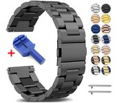 Correa de Metal de 22mm y 20mm para Samsung Galaxy Watch 3, Huawei GT2/Amazfit GTR, pulsera de acero inoxidable para Samsung Watch 4 20mm plata