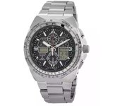 Reloj de piloto Citizen Promaster Skyhawk AT Cronógrafo de acero inoxidable con esfera negra Eco-Drive JY8120-58E 200M para hombre negro