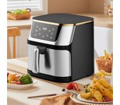 Freidora de aire de 1400 W, 12 L, acero inoxidable, horno eléctrico de gran capacidad, pantalla táctil, freidora eléctrica multifuncional EU