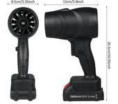 Soplador de polvo inalámbrico, potente soplador de aire de 1050 W, ventilador turbo de chorro, soplador de mano para aserrín, 30 ms Without Battery & Charger negro