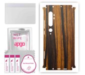 apgo Protective Skin Sticker for the back+sides compatible with Xiaomi Mi Note 10, Full Wrap Film, Foil, Vinyl - Pattern Tigerwood