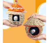 Nido tejido a mano, caseta de jardín para periquitos, canarios, gallinas de rutina, eclosión, casa para pájaros, percha para exteriores, caseta para carboneros Style A