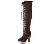Moda Otoño Invierno 2024 Botas altas hasta la rodilla con cordones sexys Botas altas para mujer Zapatos para mujer Botas para mujer Tacones altos Botas de cuero para mujer 34 negro