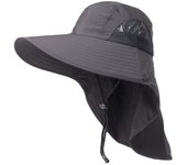 Sombrero de ala ancha para hombre con protección para la cara y el cuello para pesca al aire libre One Size caqui