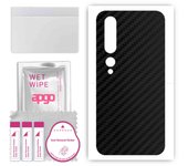 apgo Protective Skin Sticker for the back compatible with Xiaomi Mi 10 Pro 5G, Wrap Film, Foil, Vinyl - Pattern Carbon Black