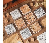 Juego de sellos para cuaderno con diseño de animales en caja de madera: Sellos de caucho de haya con diseños infantiles