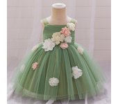 Vestido de princesa con apliques para niñas 2024, ideal para fiestas de cumpleaños y niñas de las flores - Falda de elfo de malla 110cm/2-3Y cian/azul