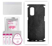 apgo Protective Skin Sticker for the back+sides compatible with Oppo Reno4 Pro 5G, Full Wrap Film, Foil, Vinyl - Pattern Black Leather