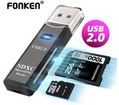 Lector de tarjetas Fonken 2.0 Lector de tarjetas 2 en 1 para PC Lector de memoria de tarjeta Micro SD TF Adaptador de escritor de tarjetas múltiples Unidad flash Accesorios para computadora portátil blanco