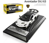 Lambo Aventador SVJ63 escala 1/24, juguete modelo de coche fundido a presión, vehículo de juguete con sonido y luz para niños, niños pequeños, niñas, colección de regalos 1/24-20.5x8.5x4.5cm blanco