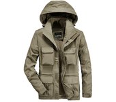 Mono con capucha para hombre, chaqueta mediana y larga con múltiples bolsillos, informal y fino para exteriores M