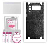 apgo Protective Skin Sticker for the back+sides compatible with Samsung Galaxy Z Flip 3, Full Wrap Film, Foil, Vinyl - Pattern Black Leather