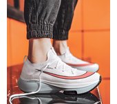 Zapatillas de deporte unisex de moda para hombre, zapatillas de deporte con cordones y punta redonda, zapatillas de correr con amortiguación para mujer, zapatillas de deporte transpirables para parejas 36 blanco