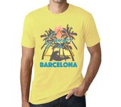 Camiseta Vintage Hombre Camiseta Gráfica Triángulo Verano Barcelona Amarillo Pálido XS pálido de la vara de oro