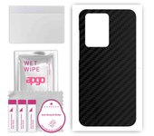 apgo Protective Skin Sticker for the back compatible with Samsung Galaxy S20 Plus 5G, Wrap Film, Foil, Vinyl - Pattern Carbon Black