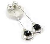 Les Trésors De Lily [I2566] - Boucles Argent 'Déesse Noir de Jais' noir argenté (rhodié) - 37x9 mm