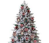 Bolas de Navidad a cuadros rojos y verdes con piñas para colgar en el árbol de Navidad, adornos de espuma para Navidad, Año Nuevo