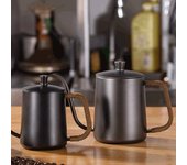 Cafetera de acero inoxidable con boquilla de cuello de cisne largo y boca fina anti-escaldaduras 1 plata