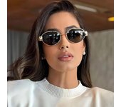 Gafas de sol ovaladas de moda para mujer, gafas de sol con marco de metal, gafas de sol clásicas vintage redondas unisex