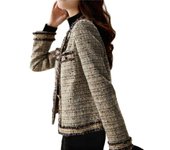 Abrigo con fragancia pequeña de estilo francés para mujer, Chaquetas cortas de Tweed, prendas de vestir para mujer, abrigo con temperamento, Top para mujer M
