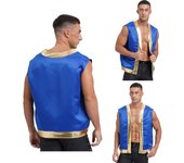 Chaleco de disfraz de sapo para adultos para hombre, chaleco de capitán de dibujos animados de Halloween, chaleco abierto al frente para cosplay S azul royal