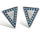 Les Trésors De Lily [P1241] - Boucles argent 'Navajos' turquoise argenté (triangles) - 10x8 mm turquesa