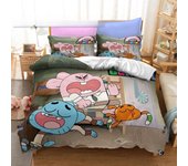 Juego de ropa de cama con estampado 3D de Anime Amazing World Gumball, funda de edredón Darwin Anais, tamaño King, Queen, tamaño doble para dormitorio, textiles para el hogar EU single(135x200cm)