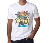 Camiseta vintage para hombre, camiseta gráfica de verano, triángulo Malibu blanco XS blanco