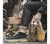 Botas de nieve de invierno para hombre, zapatos de algodón cálidos, zapatos de senderismo al aire libre, botas altas de felpa cálidas hasta el tobillo, zapatillas de deporte para hombre 39 negro