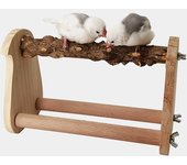 Soporte de mesa para juguetes de pájaros y loros, soporte de entrenamiento para loros, soporte de madera maciza, soporte esmerilado de madera de haya y pimienta 15cmx22cmx11.5cm