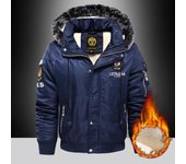 Abrigo grueso de plumón y Parka para hombre, chaqueta acolchada gruesa de terciopelo de gran tamaño para mantener el calor en invierno, color negro, azul y rojo M