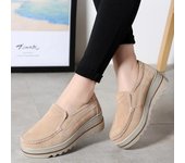 Zapatos de mujer, nuevos zapatos planos de plataforma de primavera, zapatillas de deporte de mujer de cuero de ante, zapatos casuales de mujer, zapatos planos sin cordones, mocasines Creepers 35