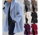 Abrigo de lana de invierno para mujer, gabardina, abrigo largo ajustado y cálido para mujer, prendas de vestir M púrpura