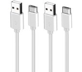 Pack 2 cables micro USB tipo C cable de carga rápida para móvil, USB a USB-C para smartphone y tablet, 1 metro blanco