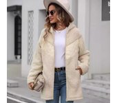 Chaquetas de vellón sherpa con capucha para mujer, chaquetas de invierno cálidas y peludas, abrigos de peluche con cremallera, prendas de vestir exteriores de manga larga con bolsillos, chaquetas de piel sintética para mujer XXL negro