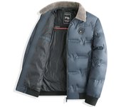 Chaqueta Bomber a prueba de viento para hombre, prendas de vestir gruesas acolchadas cálidas de invierno, abrigos de vuelo, chaquetas con solapa de lana para hombre de talla grande XXXXL negro